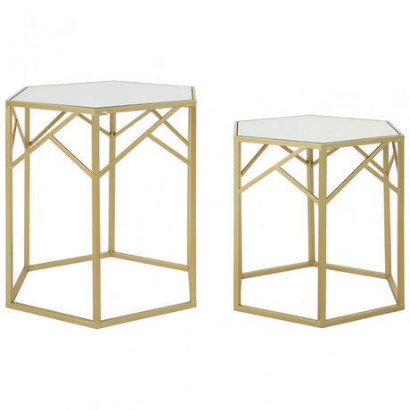 Anvil Set of 2 Hexagonal Side Tables Champagne