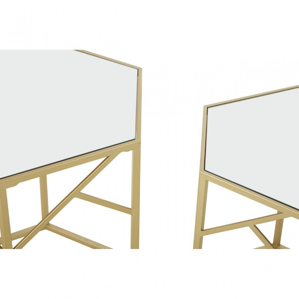 Anvil Set of 2 Hexagonal Side Tables Champagne