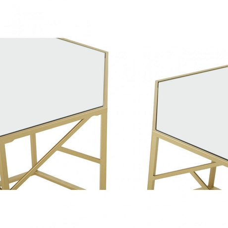 Anvil Set of 2 Hexagonal Side Tables Champagne