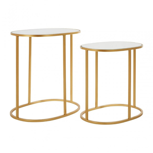 Anvil Set of 2 Oval Side Tables Gold