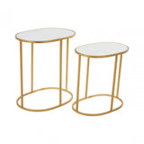 Anvil Set of 2 Oval Side Tables Gold