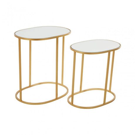 Anvil Set of 2 Oval Side Tables Gold