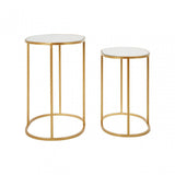 Anvil Set of 2 Oval Side Tables Gold