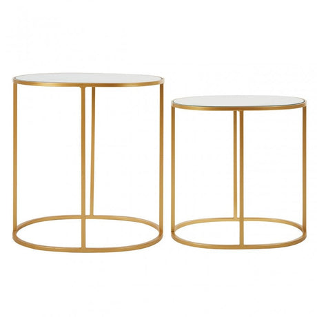 Anvil Set of 2 Oval Side Tables Gold