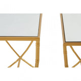Anvil Set of 2 Bamboo Design Side Tables Gold