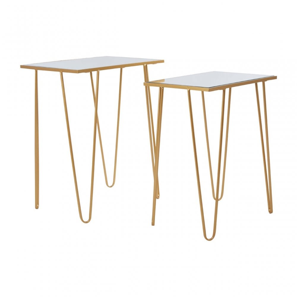 Anvil Set of 2 Rectangular Side Tables Gold