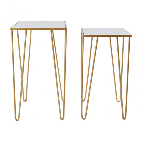 Anvil Set of 2 Rectangular Side Tables Gold
