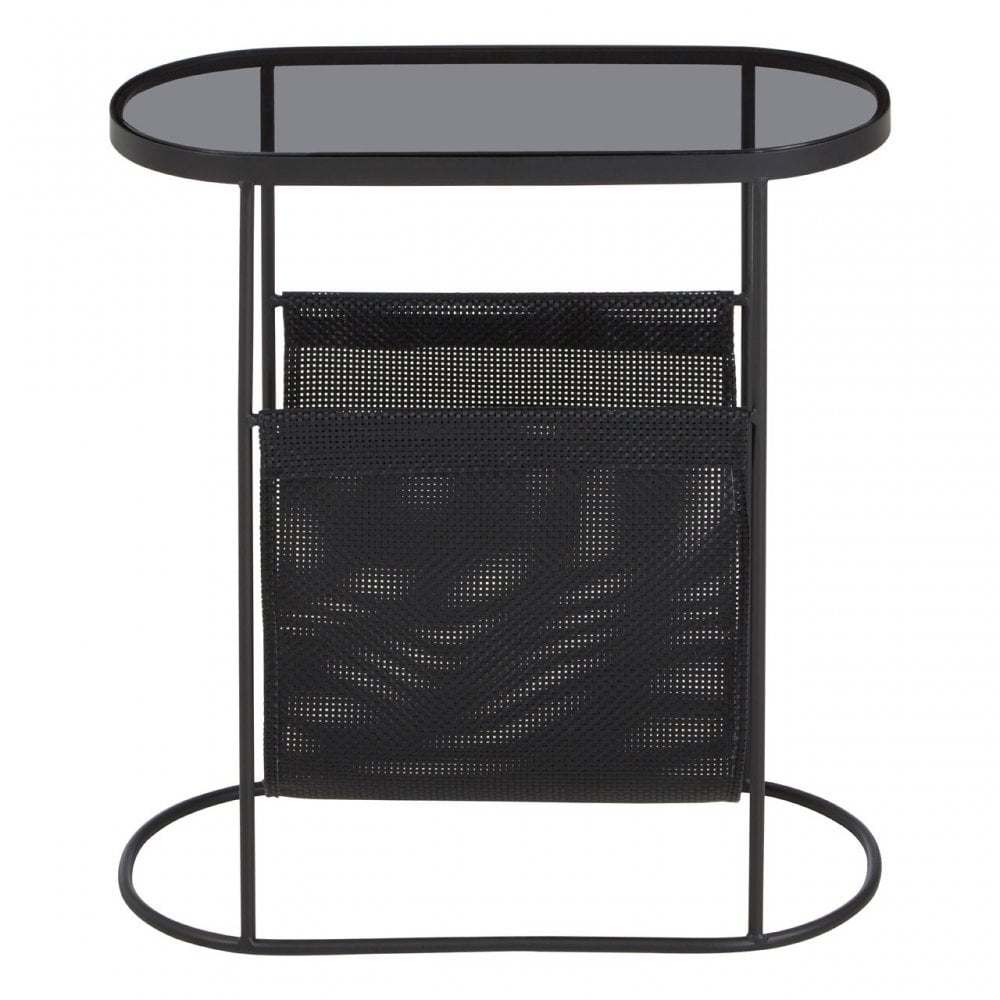 Trento Side Table with Grey Glass Top