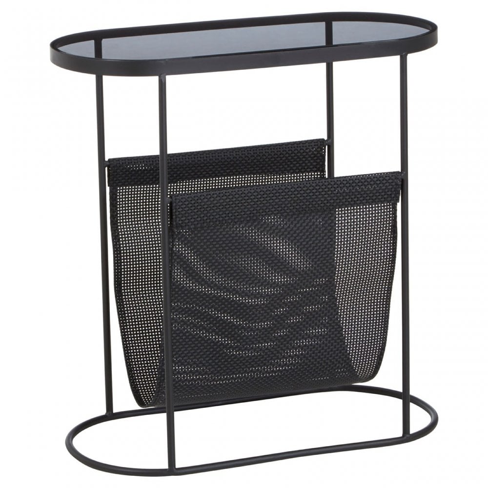 Trento Side Table with Grey Glass Top