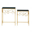 Yaxi Set of 2 Tables with Black Wooden Top Gold