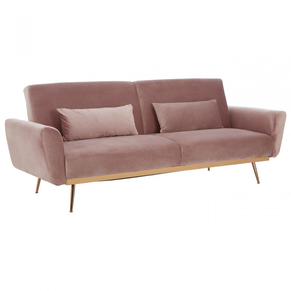 Hatton Pink Velvet Sofa Bed Pink