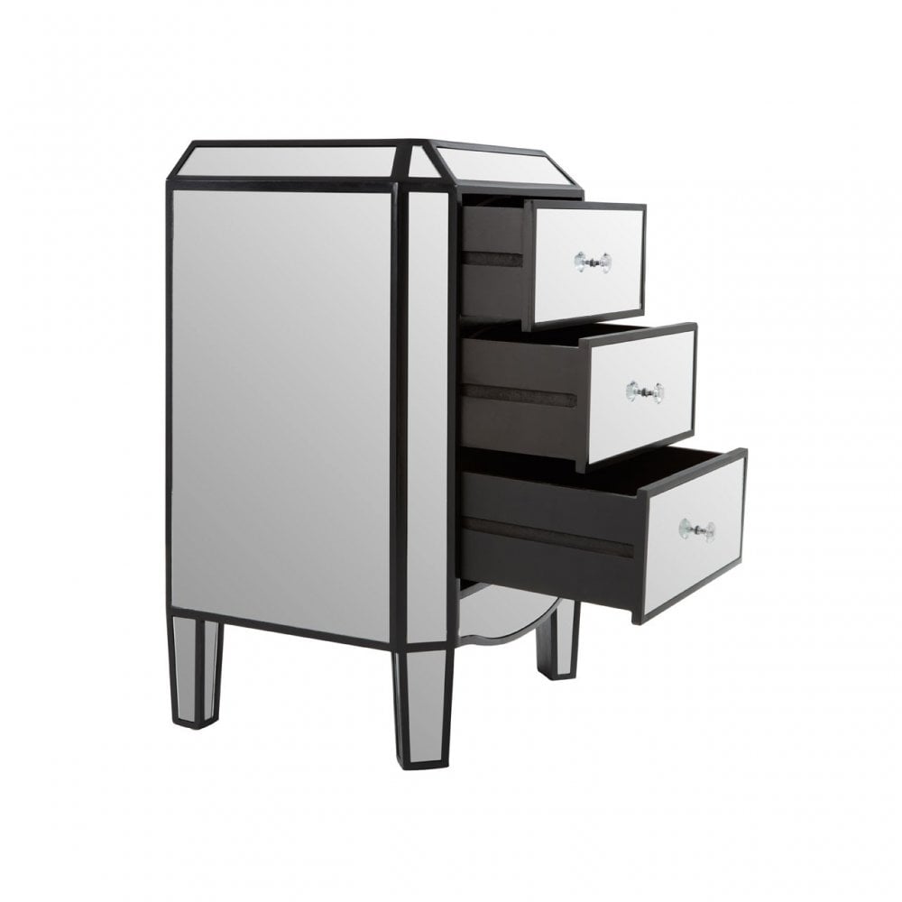 Tiffany 3 Drawer Mirrored Chest Silver