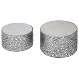 Hamish Set of 2 Antique Pewter Side Tables Silver