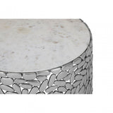 Hamish Set of 2 Antique Pewter Side Tables Silver