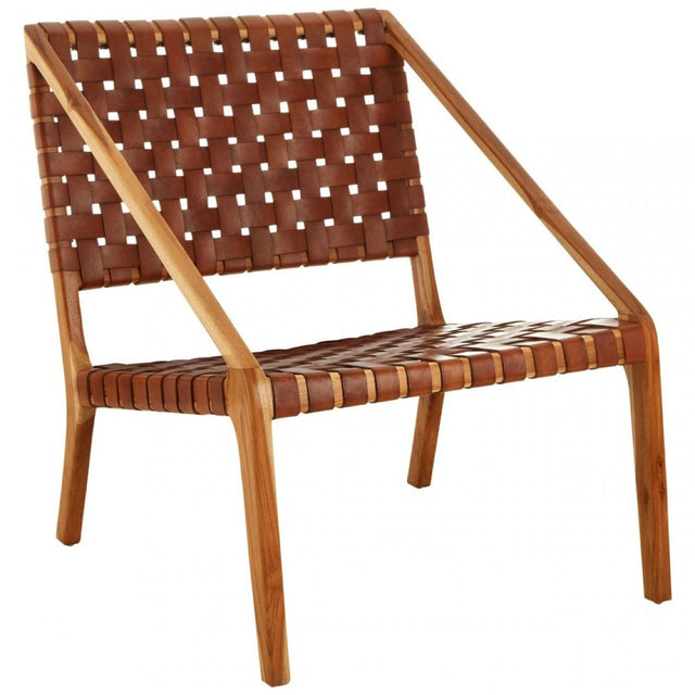 Kourtnai Brown Woven Leather Chair Brown