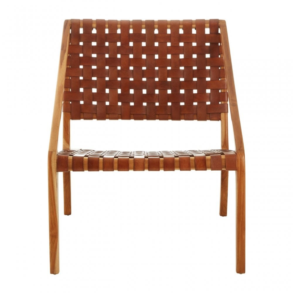 Kourtnai Brown Woven Leather Chair Brown