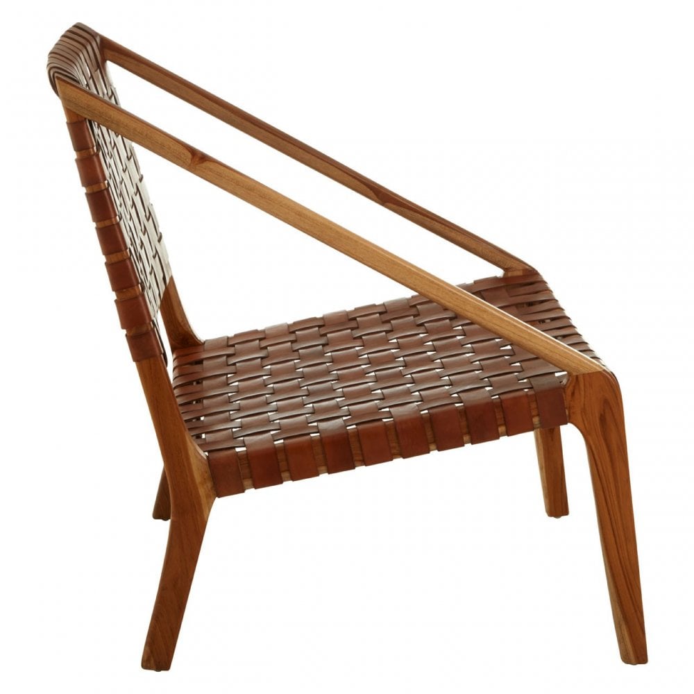 Kourtnai Brown Woven Leather Chair Brown