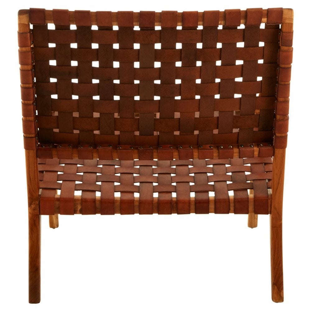Kourtnai Brown Woven Leather Chair Brown