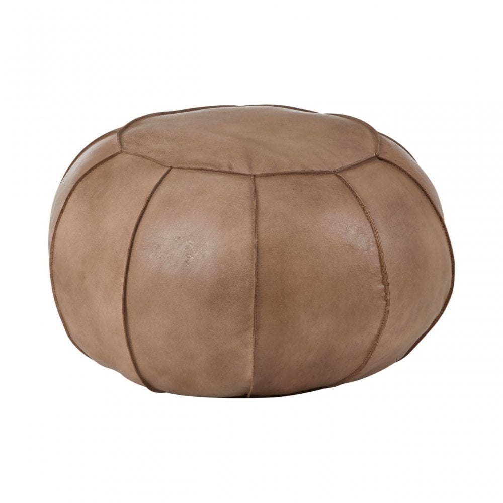 Longhorn Longhorn Buffalo Grey Leather Pouffe Grey