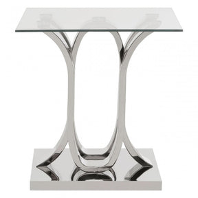 Matayo Curved Base End Table Silver