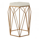 Gianna Side Table with Geometric Base White