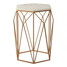 Gianna Side Table with Geometric Base White