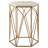Gianna Side Table with Geometric Base White