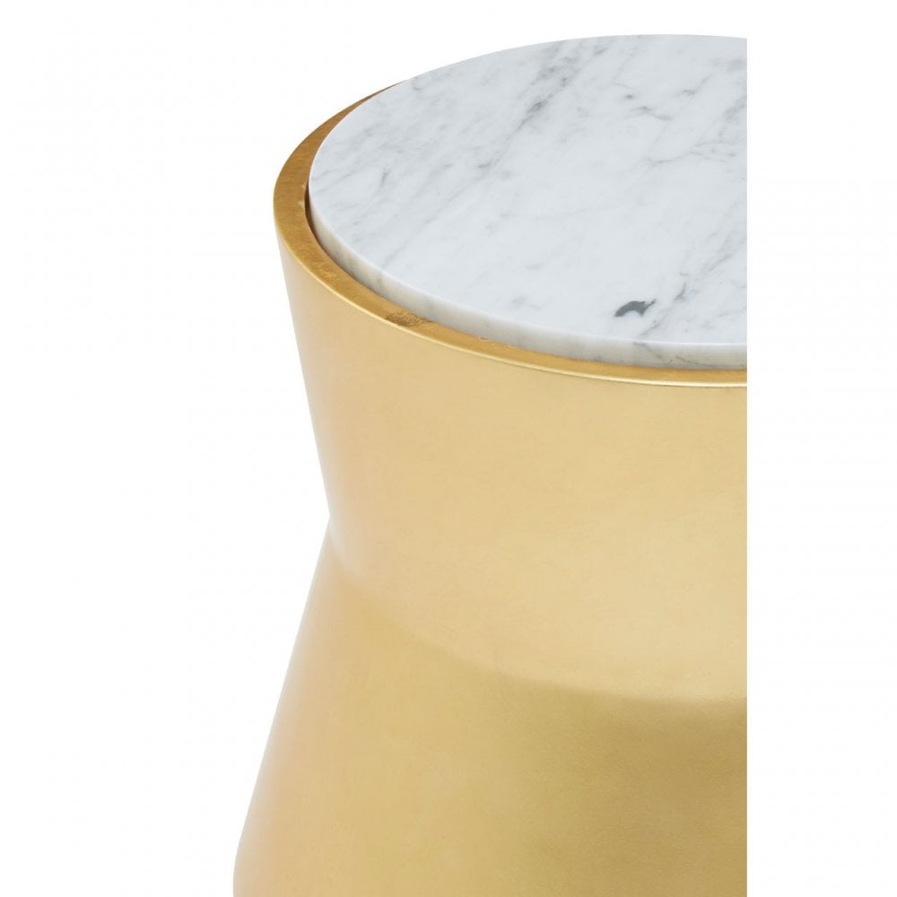 Lino Small Gold Drum Side Table Gold