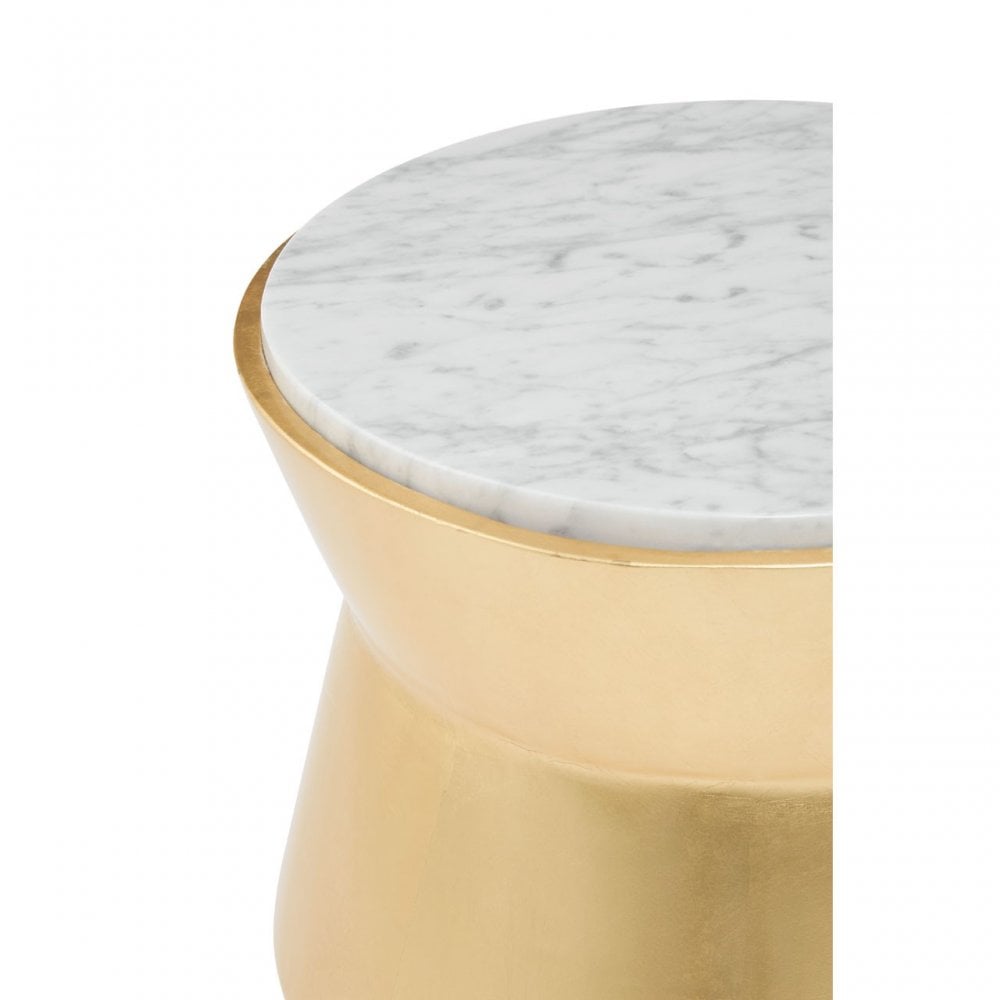 Lino Large Gold Drum Side Table Gold