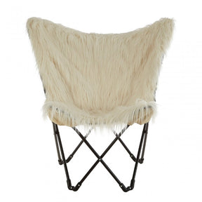 Sienna White Faux Fur Butterfly Chair White