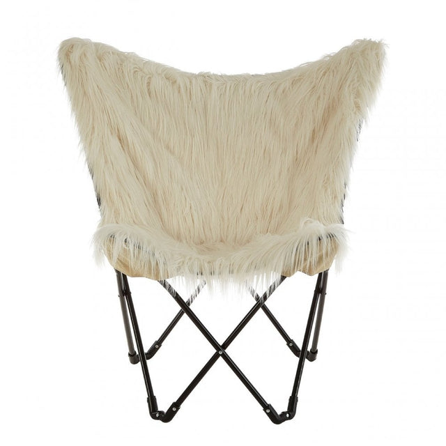 Sienna White Faux Fur Butterfly Chair White