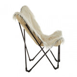 Sienna White Faux Fur Butterfly Chair White