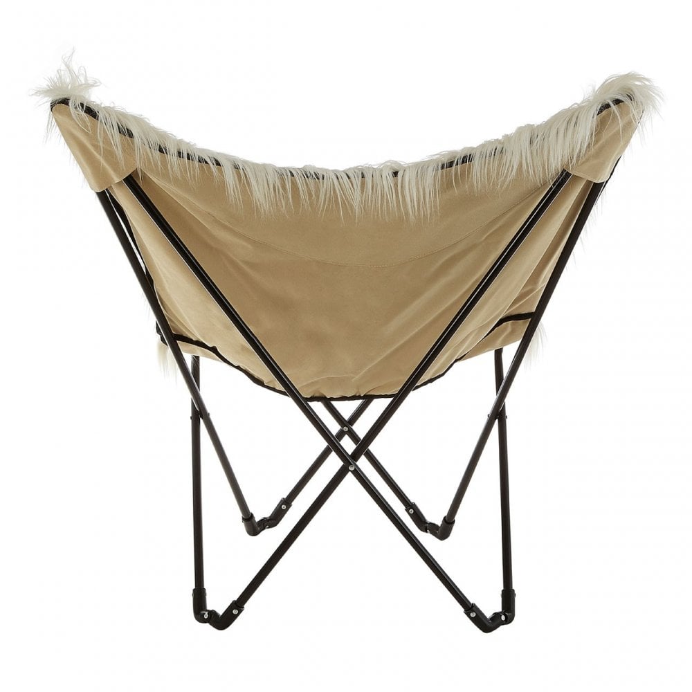 Sienna White Faux Fur Butterfly Chair White