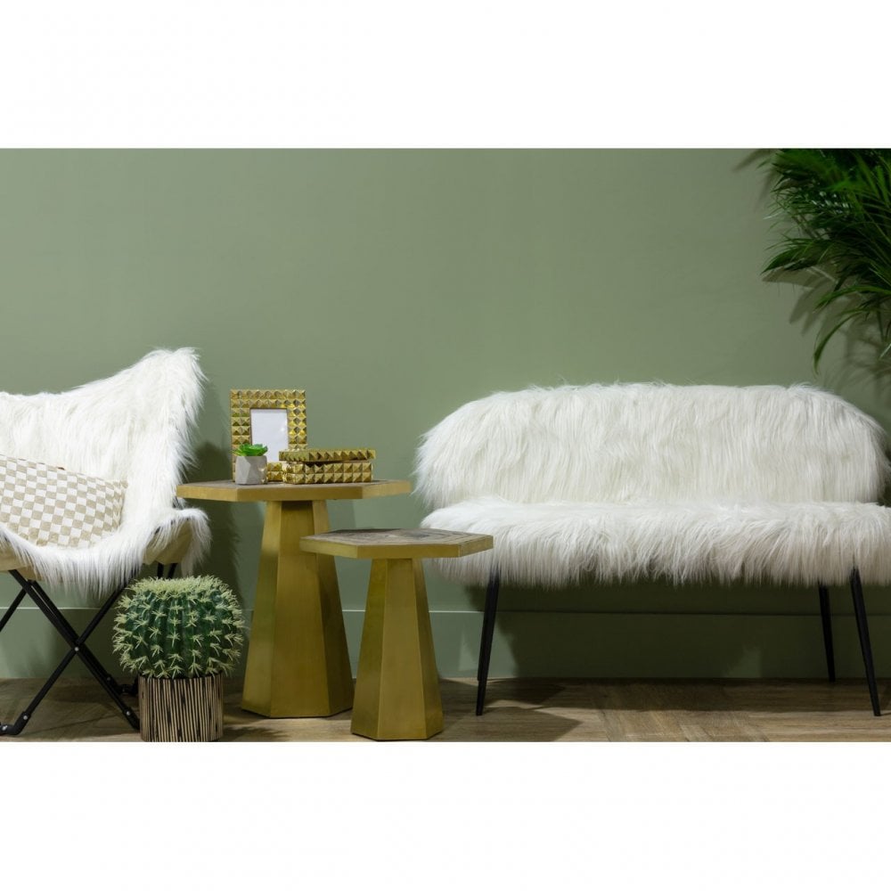 Sienna White Faux Fur Butterfly Chair White