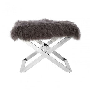 Anafi Grey Sheepskin Stool Grey