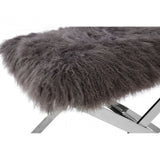Anafi Grey Sheepskin Stool Grey
