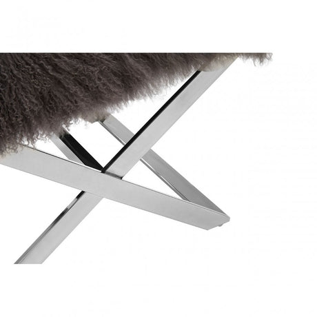 Anafi Grey Sheepskin Stool Grey