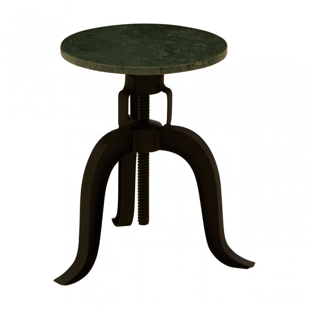 Vasco 3 Leg Bar Stool with Green Marble Top Black