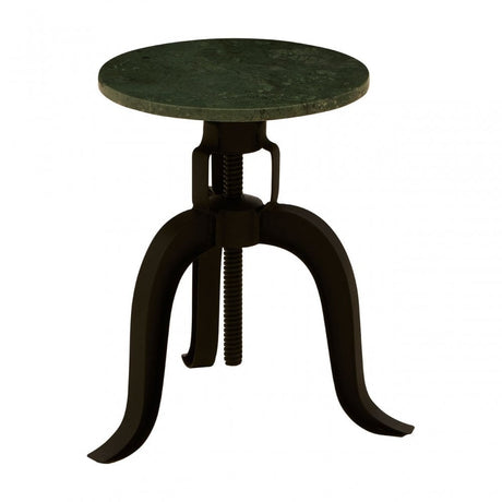 Vasco 3 Leg Bar Stool with Green Marble Top Black