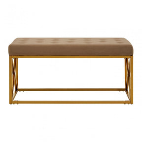 Matayo Mink Velvet Gold Finish Bench Brown