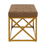 Matayo Mink Velvet Gold Finish Bench Brown