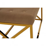 Matayo Mink Velvet Gold Finish Bench Brown