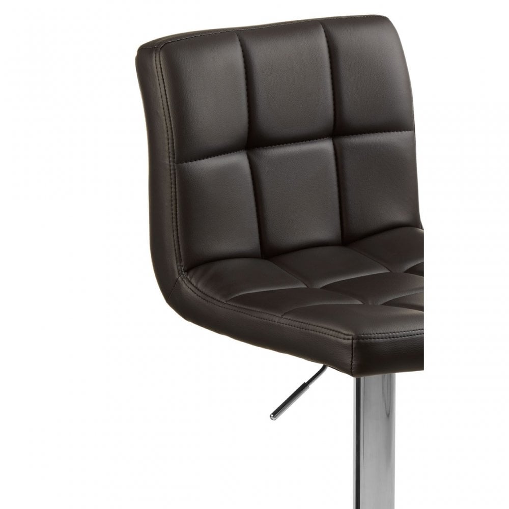 Baina Quilted Bar Stool with Chrome Base Black