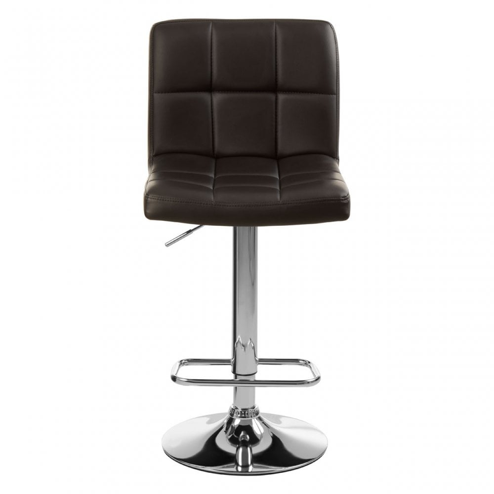 Baina Quilted Bar Stool with Chrome Base Black
