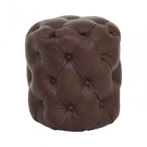 Venne Coffee Leather Stool Brown