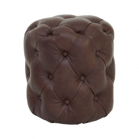 Venne Coffee Leather Stool Brown