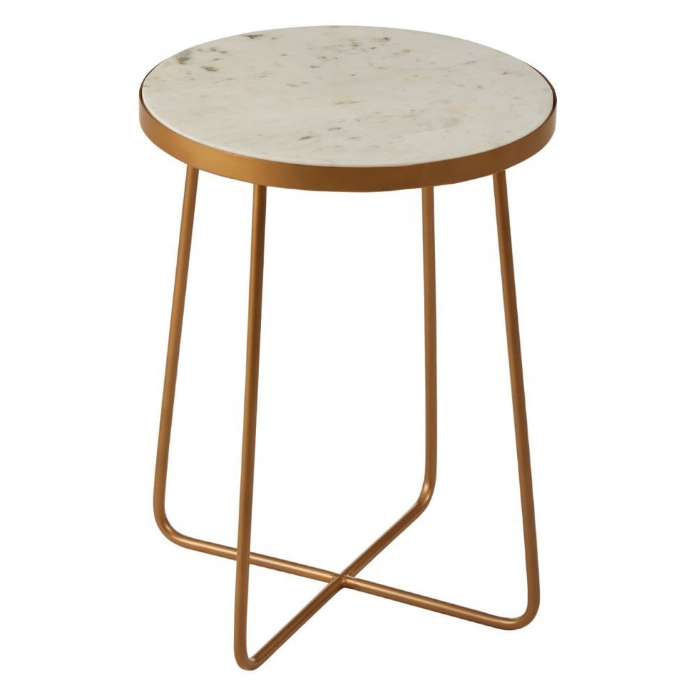 Gianna Round Side Table with Cross Base White