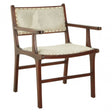 Kourtnai Leather Teak Wood Dining Chair Brown
