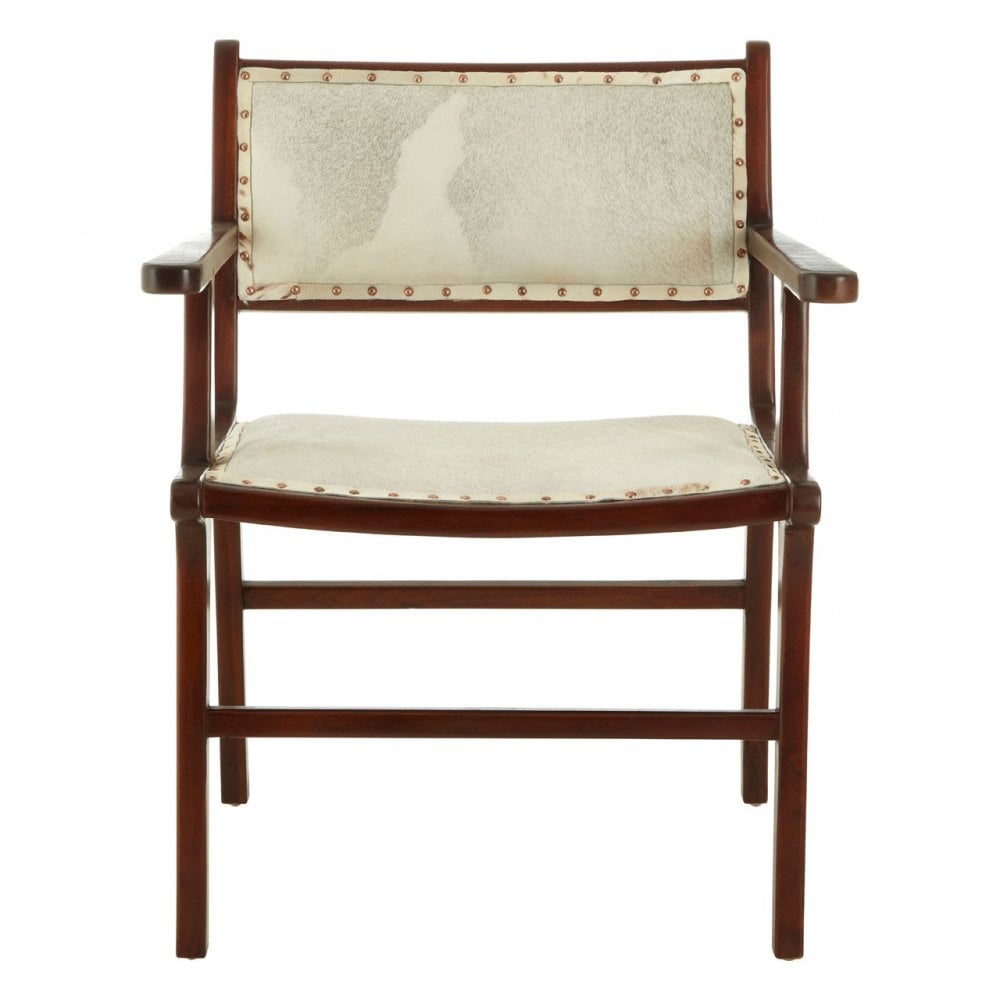 Kourtnai Leather Teak Wood Dining Chair Brown