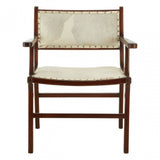 Kourtnai Leather Teak Wood Dining Chair Brown